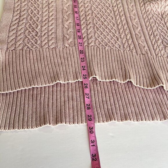 By Together Rib Slouchy V Neck Cable Knit Sweater Women’s Size M/L Pink - Picture 10 of 12